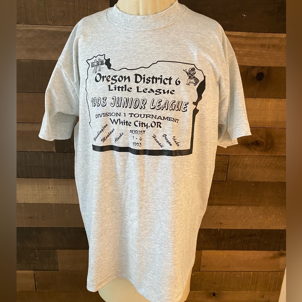 Vintage Oregon Baseball Little League Screen Stars Single Stitch Mens Shirt Sz L